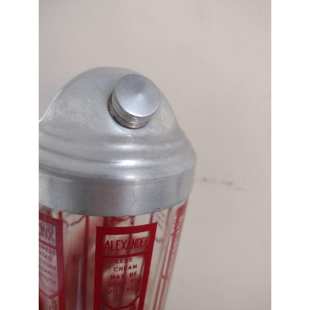 Vtg 50s 60s MCM Cocktail Shaker Red Large Recipe Bar Liquor Bronx Manhattan - Picture 10 of 11